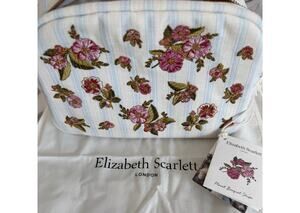 Elizabeth Scarlett London NEW Floral Bouquet Stripe Embroidered Makeup Bag